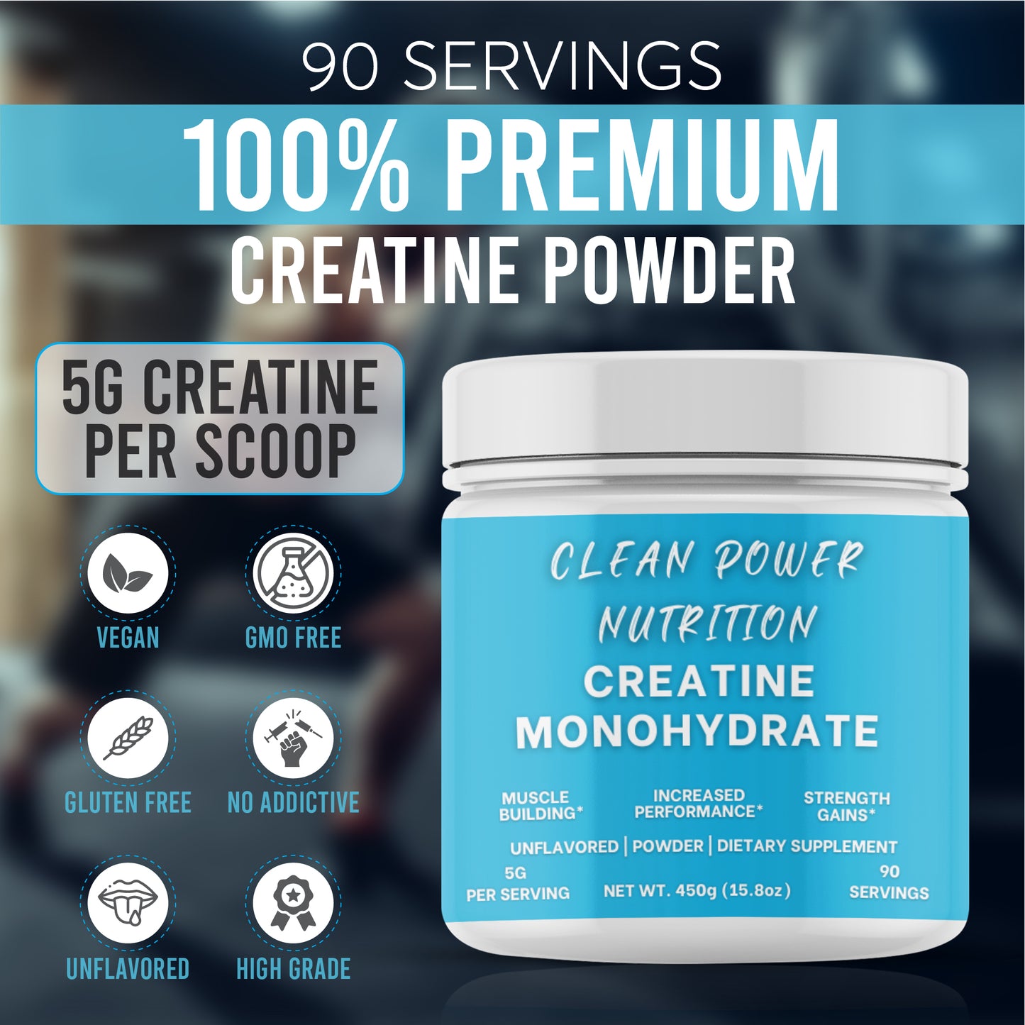 Creatine Monohydrate Powder (90 Servings)
